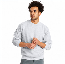 Hanes Men Sweatshirt Size M Grey Ash Crewneck Long Sleeve Casual Fleece Pullover