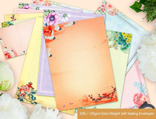 Floral A4 Stationery Paper and Envelopes Set, 48 Pieces, Heavyweight