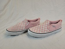 VANS Women's Pink Checkered Slip-On Flats US Missy Size 5 EU 36.5