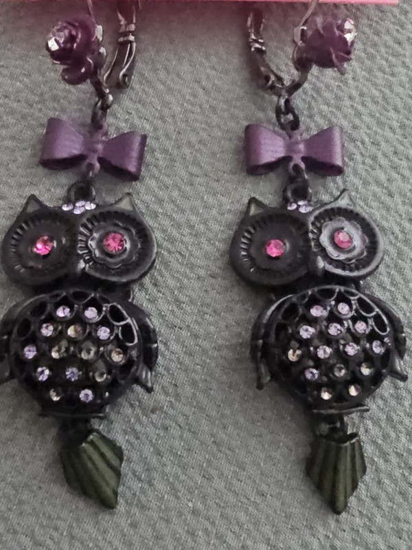 Vintage Betsy Johnson Owl Earrings