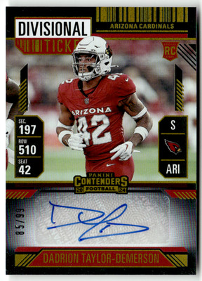 Panini 2024 Contenders NFL No. 235 Dadrion Taylor-Demerson Rookie Auto 85/99