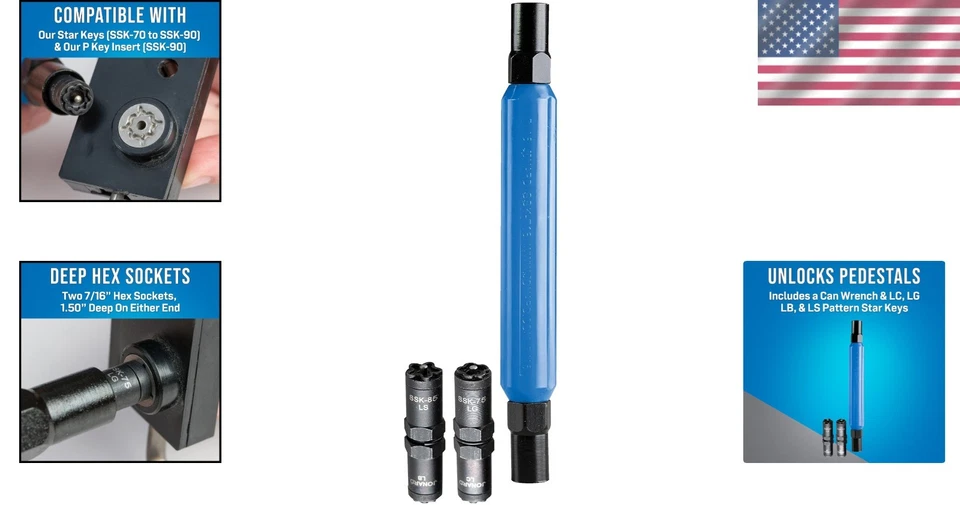 Compact Star Key Wrench Kit with Deep Hex Sockets - Ideal for Pedestal Unlocking - Image 2 of 4