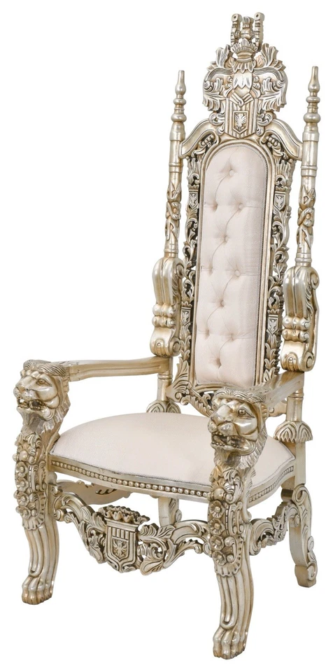 Silla Lord Raffle Ornamentada Respaldo Alto Rey León Trono Tallada Declaración Acento Asiento Foto 2 de 4