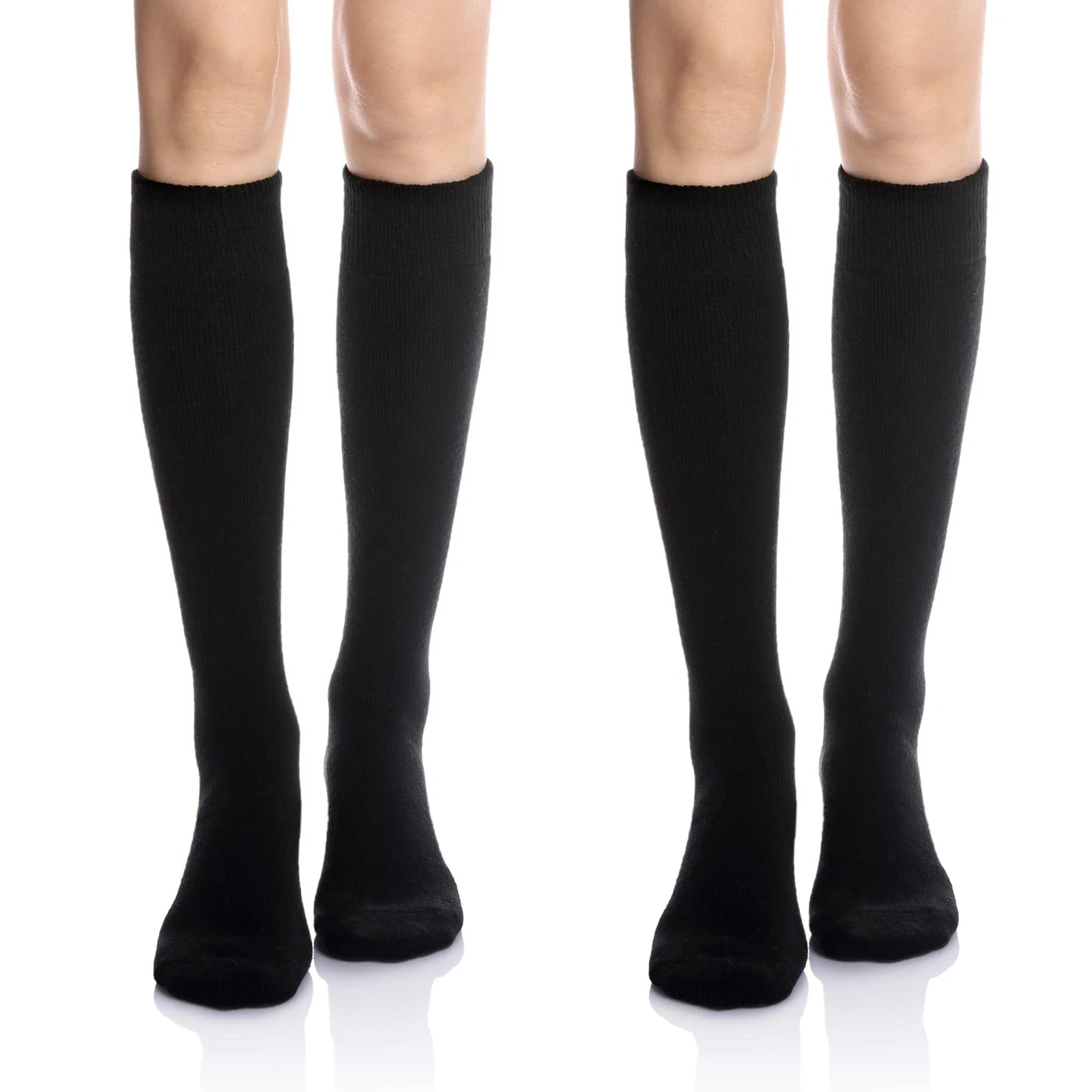 2 Pairs Womens Knee High Wool Socks Winter Thick Thermal Soft Over Knee Long
