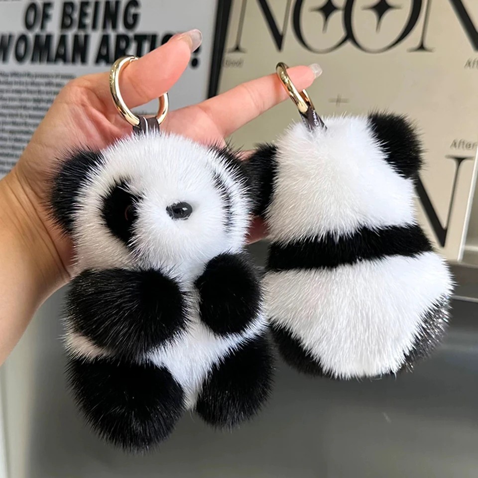Lindo Llavero Juguete de Peluche Panda | Bolso de Dibujos Animados Colgante y Dije de Llave de Coche