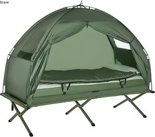 Outsunny Camping Tent Cot, 4-in-1 Folding Tent Cot Combo with Mattress, Pillow..