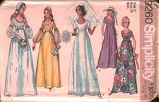 9260 Vintage Simplicity Sewing Pattern Misses 1970s Wedding Dress Gown Bridal 12