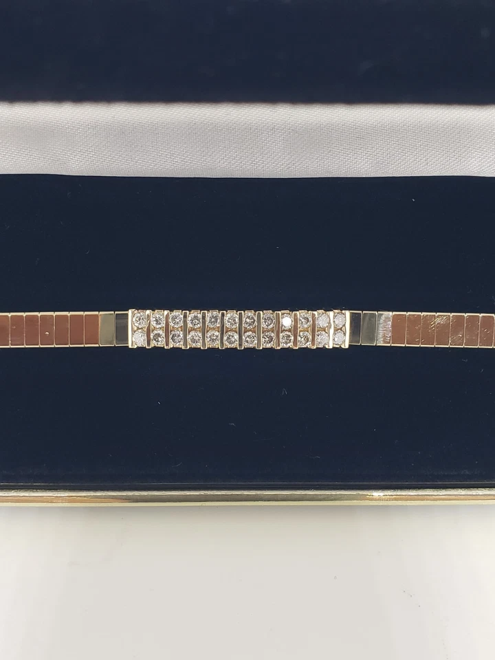 Brazalete Omega de diamantes de 1 quilate de oro amarillo de 14 k 6,5 "  Foto 2 de 4