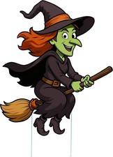 Large Flying Witch Halloween Yard Sign Outdoor Lawn Decoration