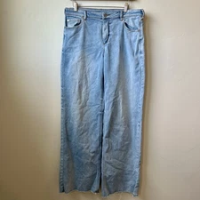 SER.O.YA coastline #162 Blue Denim distressed baggy loose wide leg Jeans size 28