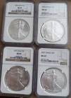 Lot/4 2004-2007 American Silver Eagle NGC MS69 Brown Label PQ