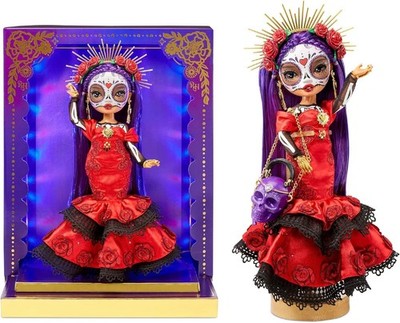 Dia De Los Muertos Maria 11 Doll with Calavera Purse and Light-Up Display