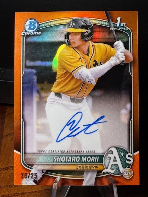 2025 Bowman Chrome SHOTARO MORII #CPA-SM 1st TRUE Orange Refractor Auto /25 A's