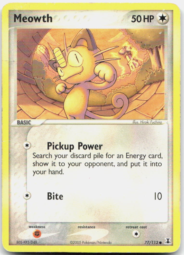 Meowth 77/113 Common Delta Species Pokemon Heavily Played