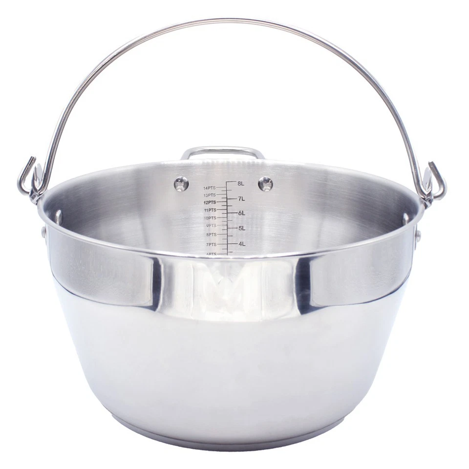Stainless Steel Maslin Jam Pan Induction Jam Making Pot With Lid and Funnel 8.5L - Image 4 of 4