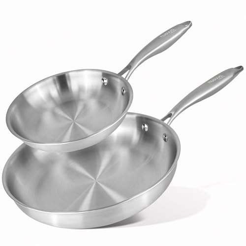nuovva Stainless Steel Frying Pan Set – 2pcs Induction  Assorted sizes