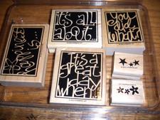 NEW STAMPIN - UP SNAPPY STARTS 6 PCS WOOD Rubber Stamps MOUNTED 2003