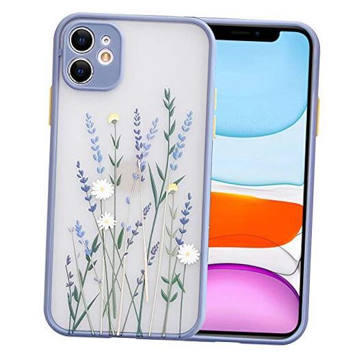 Ownest Compatible for iPhone 11 Case for Flower Clear Frosted PC Back Purple