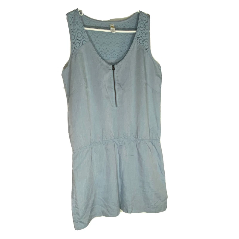 lole zip sleeveless eyelet lace sun dress beachy tank-top