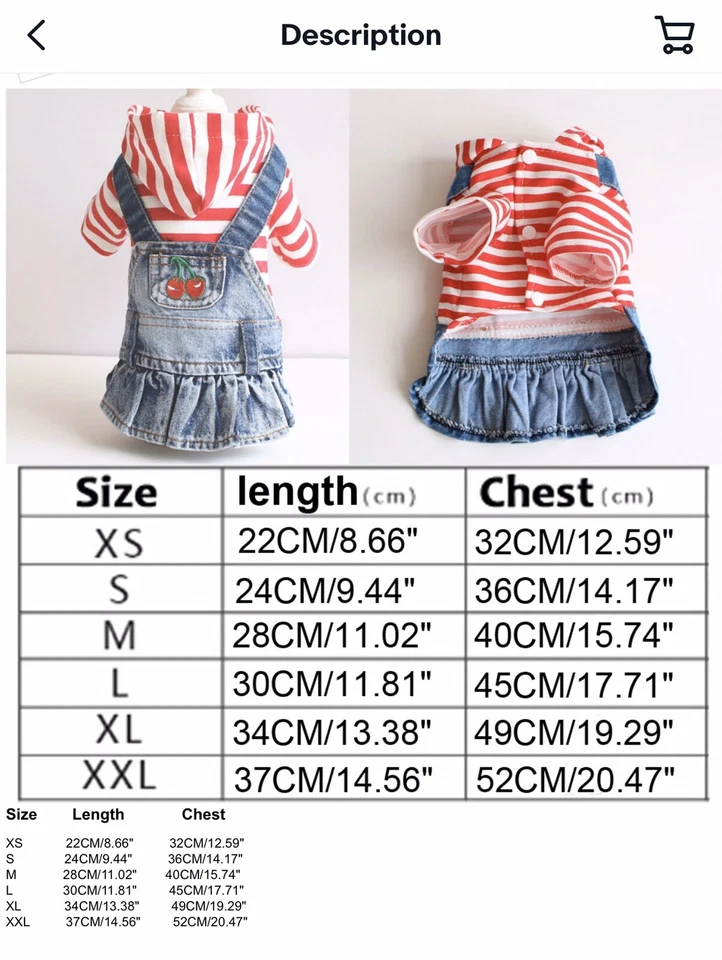 Vestido Klippo Pet Dog Denim Suave Y Corazón A Cuadros Talla S - Azul Usado en Excelente Condición Foto 3 de 4