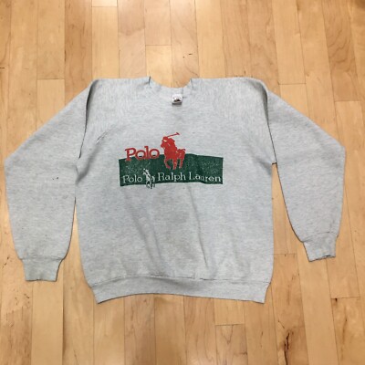 Vintage 80s Ralph Lauren Unisex Sweatshirt Pull Over Distressed