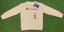 Champion Crewneck Pullover Sweatshirt Gray Youth S 7/8 Logo Print NWT