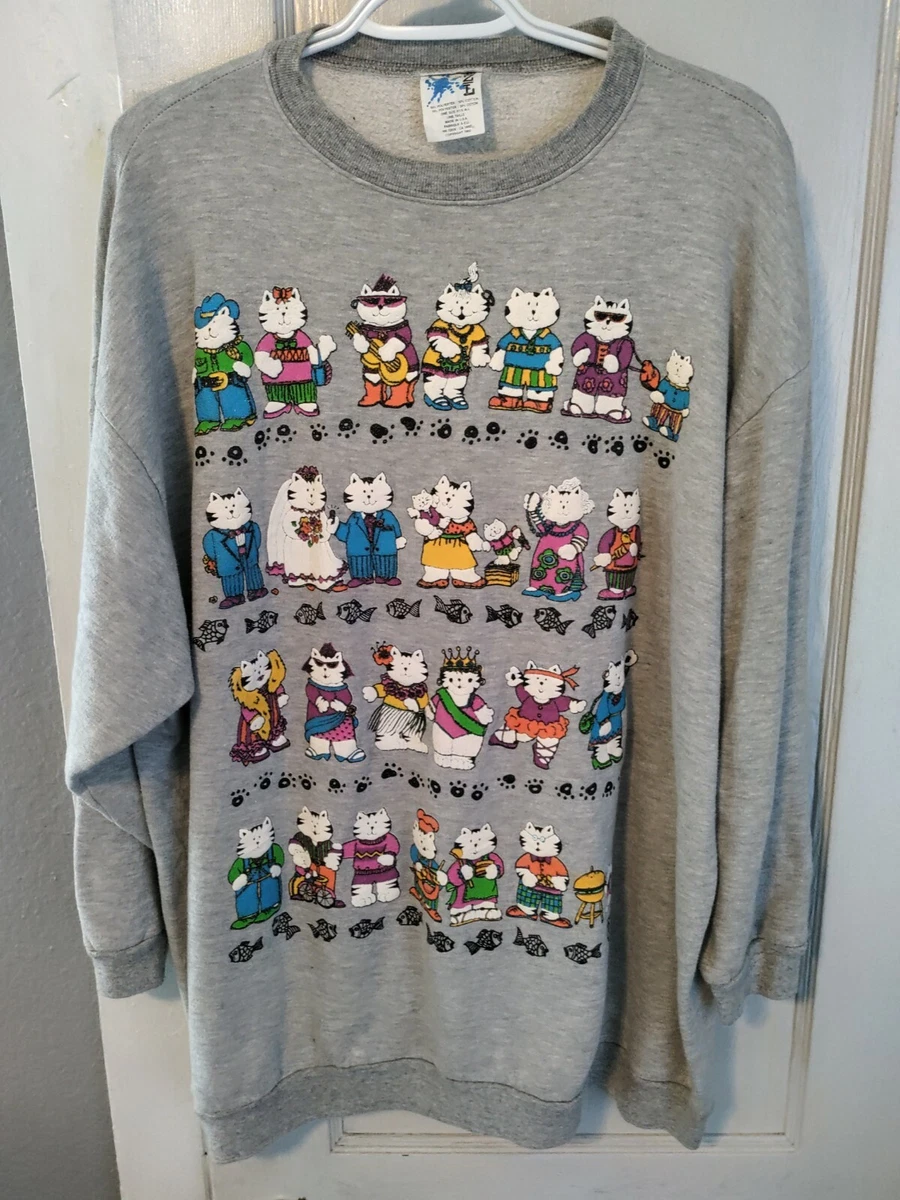 EZL Womens Cat Lady Sweater One Size Fits All Funny Crazy vintage 90 s Rare