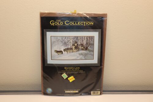 Vtg 1999 Dimensions The Gold Collection Winter's Lace Pack of Wolves 18" x 10" - Picture 1 of 2