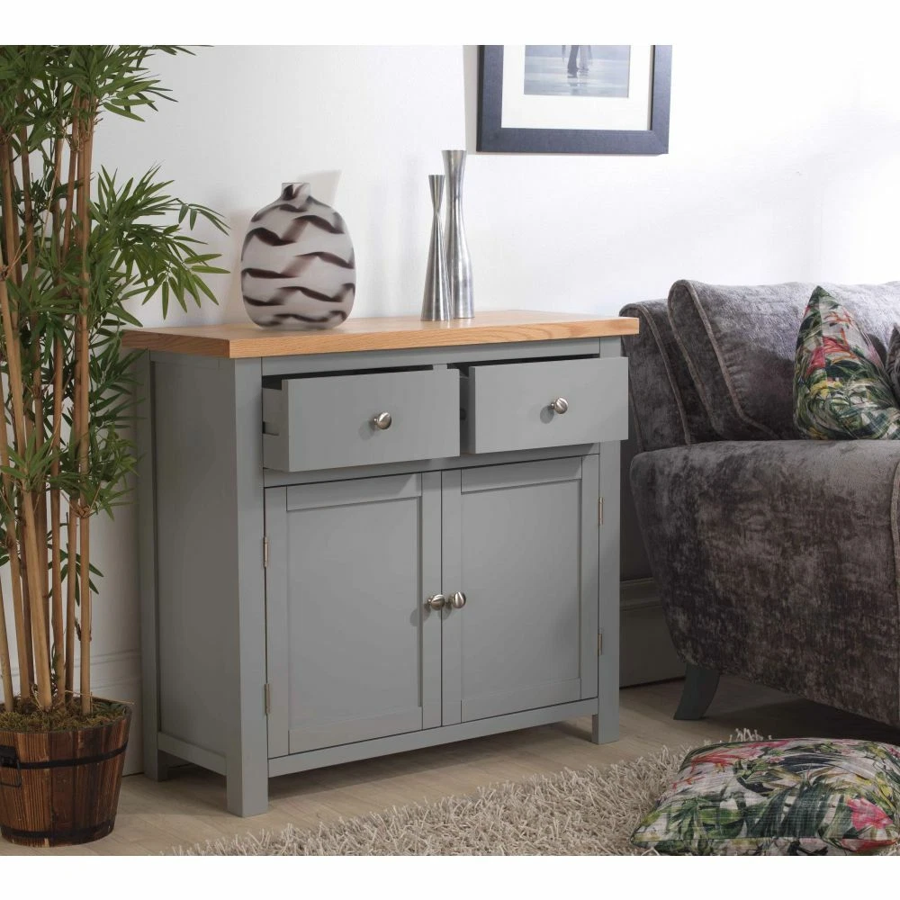Richmond small sideboard grey painted furniture with solid oak top