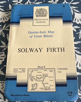 SOLWAY FIRTH  Ordnance Survey Fifth Series CLOTH  1963 Sheet 58 Isle of Man