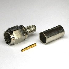 NEW 2 pack SMA male 3-piece straight crimp connector plugs for RG-58 coax cable