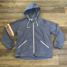 VTG 70'S Sears King's Road Blue Zip-up Hoodie Windbreaker Sz XL