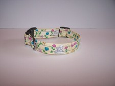 Wet Nose Designs Spring Has Sprung Dog Collar Bunnies  Flowers on Yellow Easter