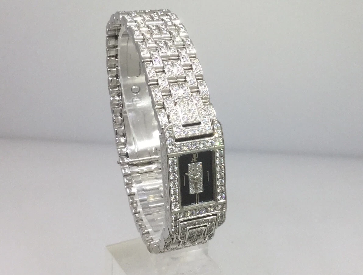 Audemars Piguet — Audemars Piguet Oro Bianco & Diamante Nero Dial Ladies Bracciale Orologio