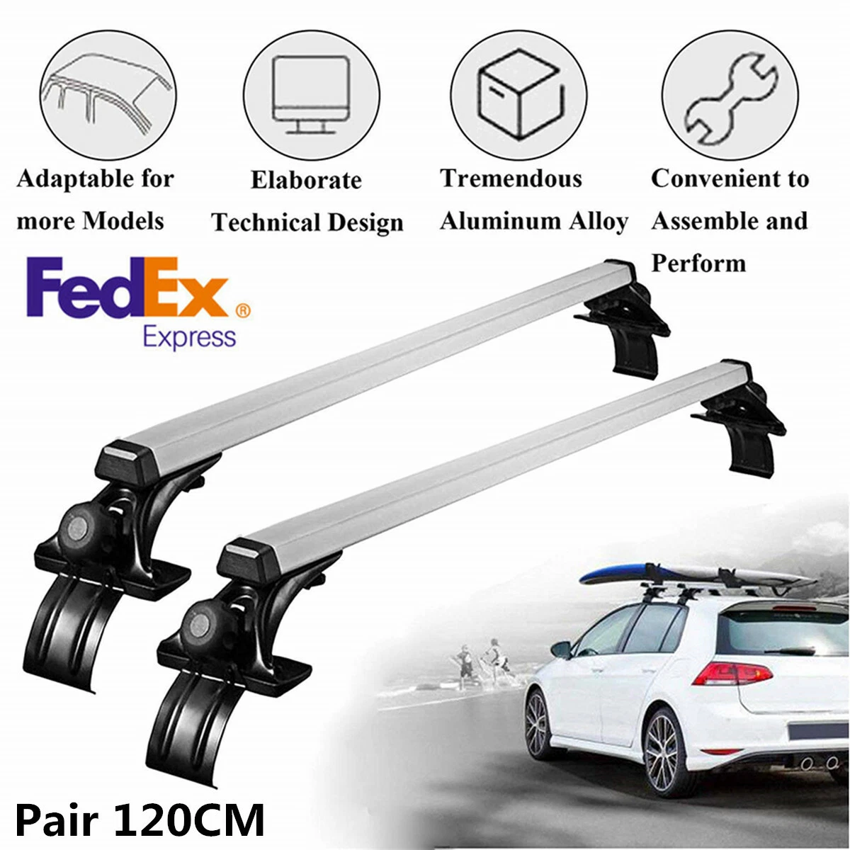 USA Stock Car SUV Roof Top Cross Bar Luggage Carrier Rack Clamps