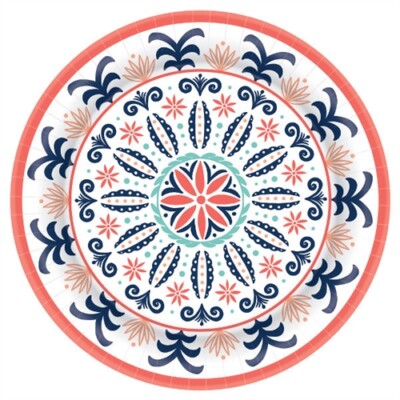 Pantone Living Coral Modern Garden Party 10'' Banquet Plates MEDALLION