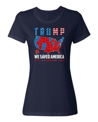 Trump We Saved America 2024 President Elections Map Ladies' Crewneck T-Shirt