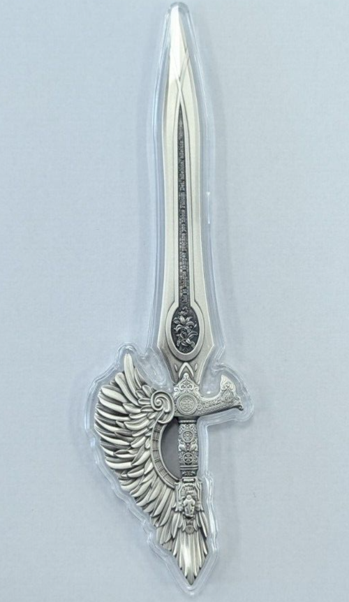 Sword of St. Gabriel 2.5 oz 999 Silver High Relief Art Bar in