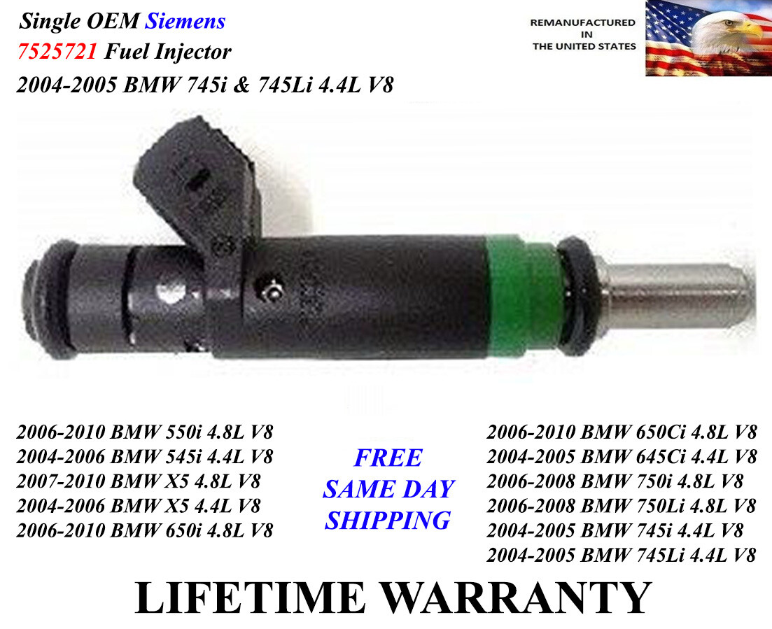 Genuine Single Siemens Fuel Injector For 20060708092010 BMW 550i 4