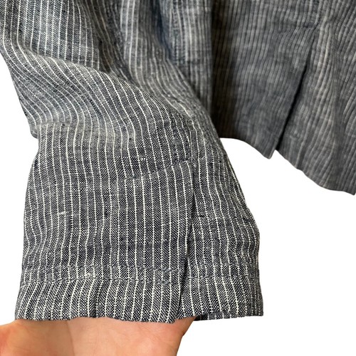 Eileen Fisher Linen Single Breasted Stripe Blazer Size S Navy Coastal Nautical - Picture 8 of 11