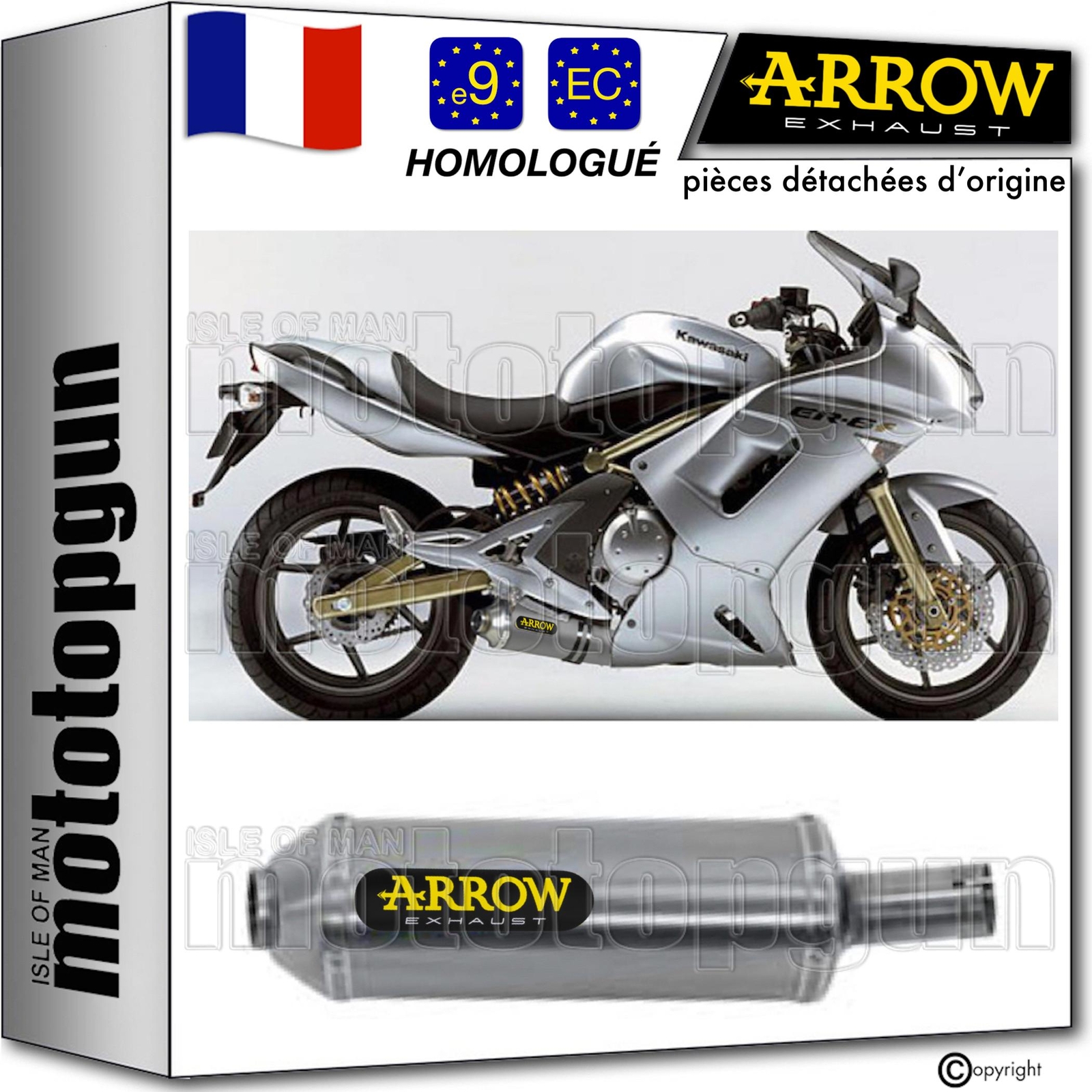 Pot echappement Maxi Race-Tech Arrow en titane pour booster le bruit de votre Kawasaki ER6F 2010