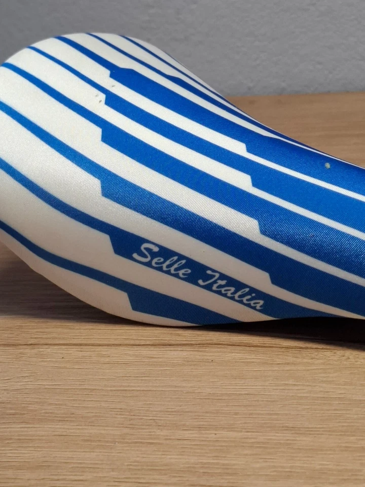 Sillín retro vintage para bicicletas NOS Selle Italia rayas azules Foto 2 de 4