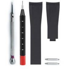 Cinturino orologio in gomma nera per Rolex Datejust Daytona Submariner Oysterflex