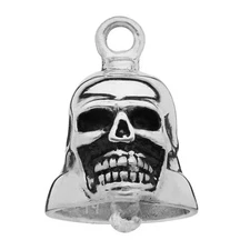 Handmade Sterling Silver 22k Gold Plated Ride Skull with Flames Ride Bell B11