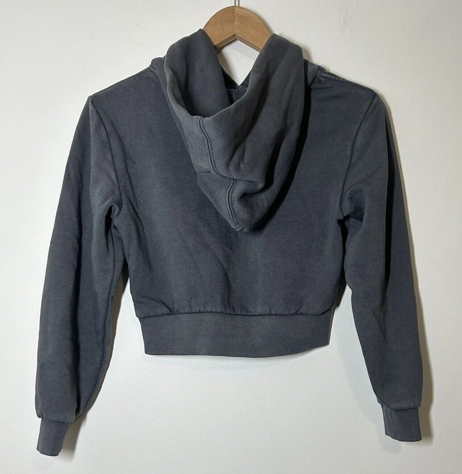 Gap Teen Crop Hoodie Gray Long Sleeve Cotton Blend Girls Size 8 - Image 2 of 4
