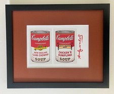 ANDY WARHOL 1984 SIGNED + SOUP CANS + PRINT MATTED  AT 8X10 +LIST $349=