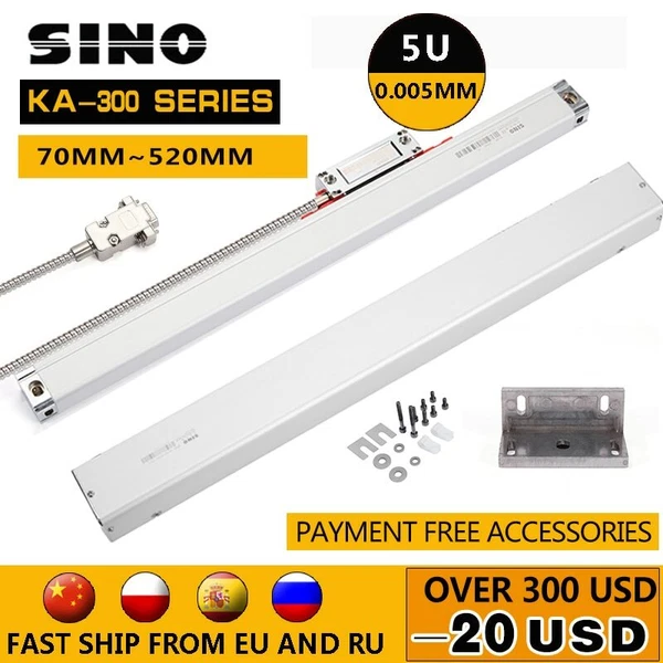 SINO Optical Grating Ruler Linear Scale For Turning Lathe Milling KA-300 5um TTL