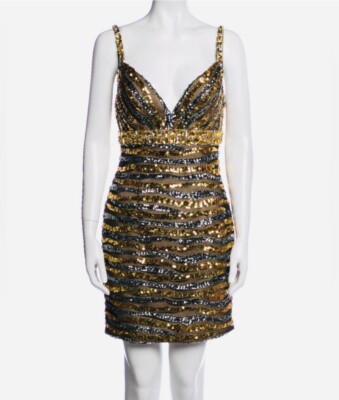silver and gold mini dress Pippa Silver Payette Long Sleeve Mini Dress main image 1