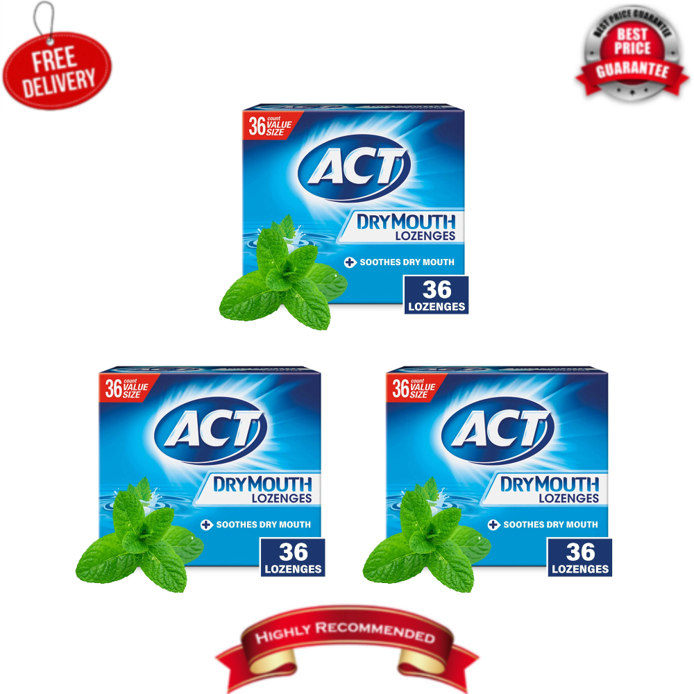 ACT Dry Mouth Lozenges With Xylitol, Soothing Mint Flavor, 36 Lozenges