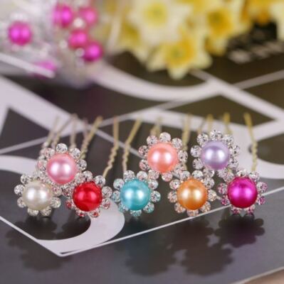 20 Stck. Perlen Blume Diamant Kristall Haarnadeln Clips Abschlussball Hochzeit Braut Party
